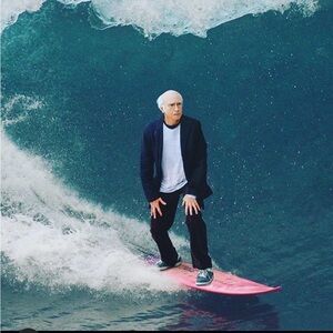LARRY DAVID ON A Surfboard FRAMED 8x10 poster print curb your enthusiasm